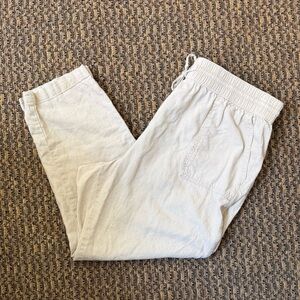 3/$25 🤍 Calvin Klein Linen Blend Drawstring Straight Leg Pants Size L
